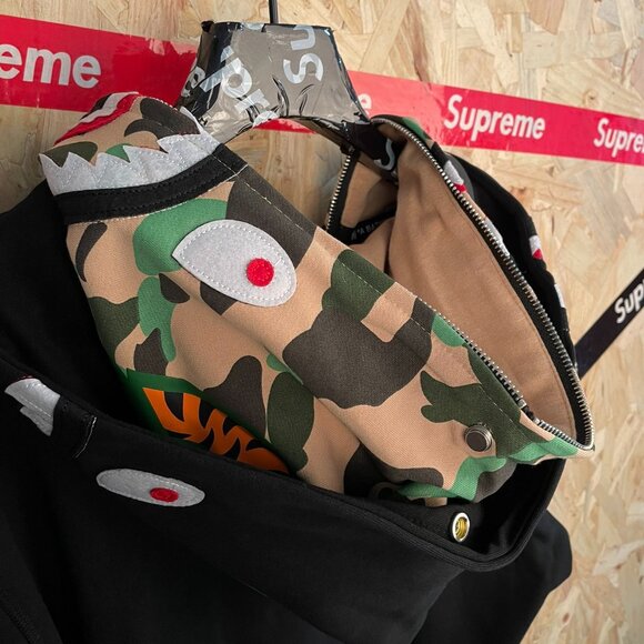 US LIMITED SOLID CAMO DOUBLE SHARK FULL ZIP HOODIE MENS - Picture 6 of 9